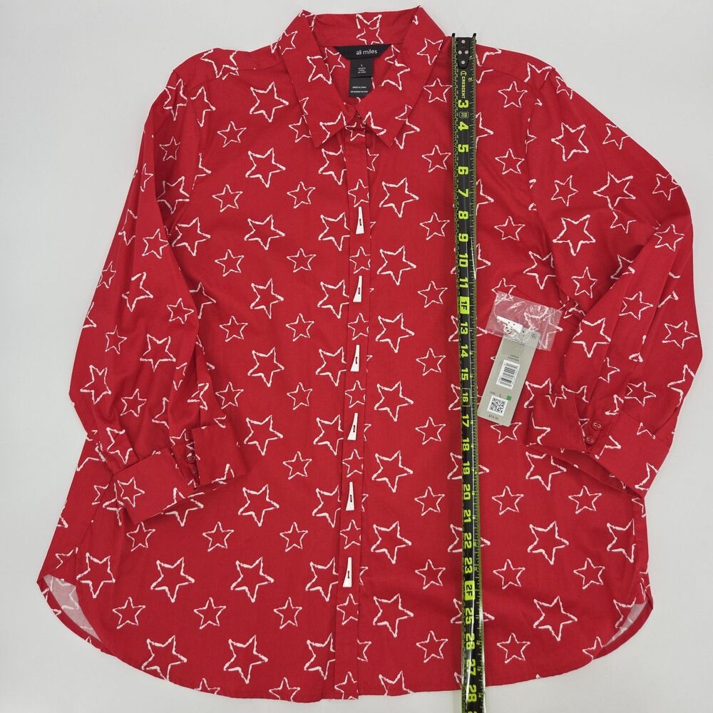 Ali Miles Button Up Down Tunic Top Blouse - Star Multi Womens Size L Lagenlook - Picture 5 of 9